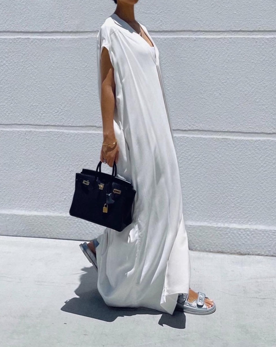white christmas dresses Maxi Vest Dress with Scarf in Off White – OOTD NEW YORK 10 main image 0