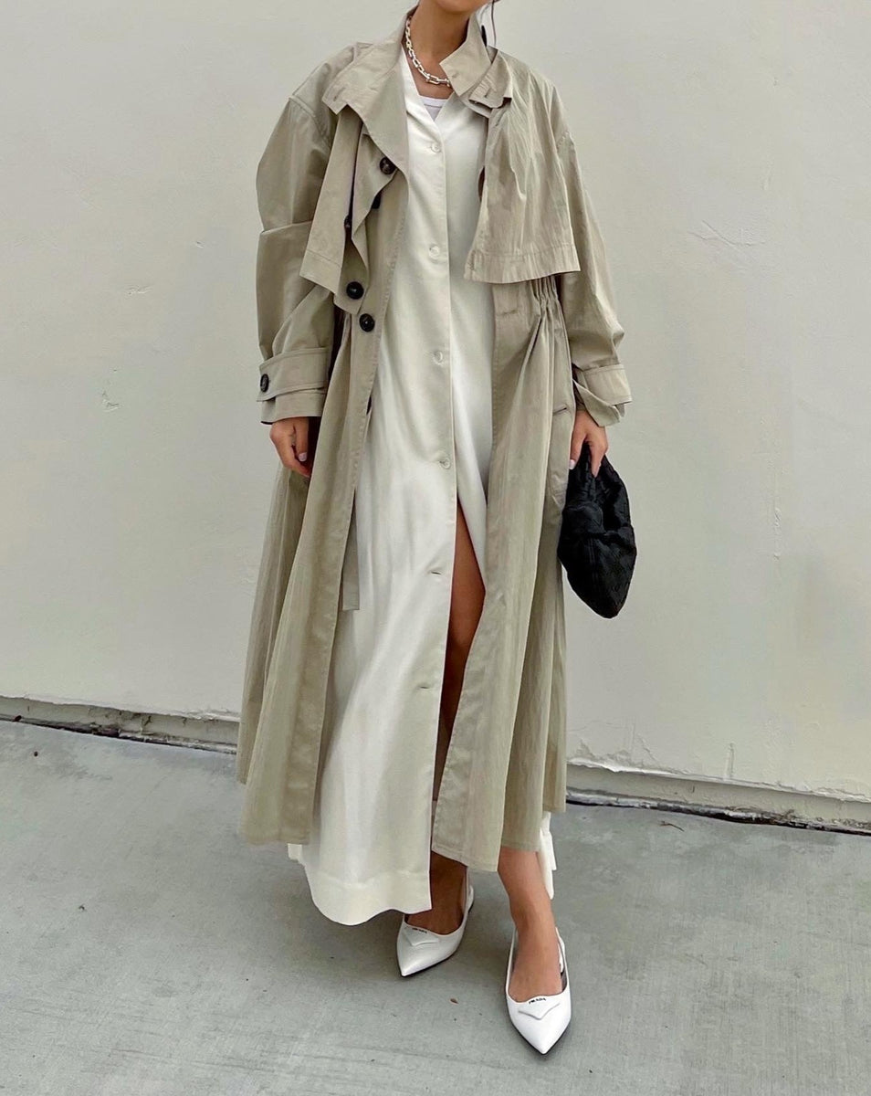 Maxi Vest Dress with Scarf in Off White Regular