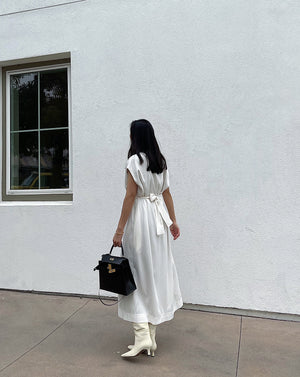 Maxi Vest Dress with Scarf in Off White OOTD NEW YORK 10 Maxi Vest Dress with Scarf in Off White OOTD NEW YORK 10