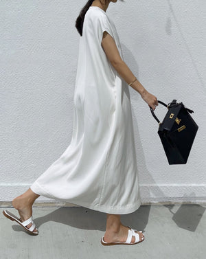 Maxi Vest Dress with Scarf in Off White OOTD NEW YORK 10 Maxi Vest Dress with Scarf in Off White OOTD NEW YORK 10