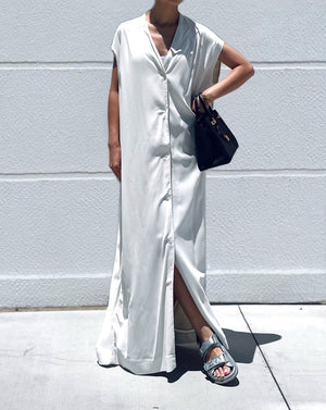 Maxi Vest Dress with Scarf in Off White OOTD NEW YORK 10 Maxi Vest Dress with Scarf in Off White OOTD NEW YORK 10