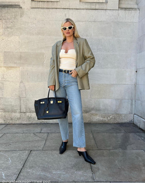 Oversized Houndstooth Wool Blazer Gold Brown – OOTD NEW YORK 10